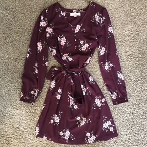 Loft Burgandy Floral Dress (size 10)